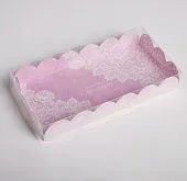 Коробка для кондитерских изделий с пластиковой крышкой "Сделано с любовью", 21х10,5х3 см