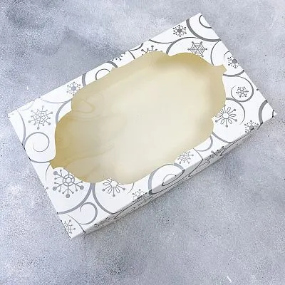 Коробка для зефира Снежинки с окном 25х15х6 см