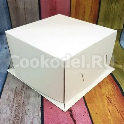 Коробка для торта с бортиком без окна, 21х21х10 см