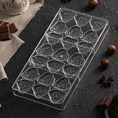 Форма для шоколада «Листочки», 21 ячейка, 27,5х17,5х2,5 см, ячейка 4х3х0,8 см