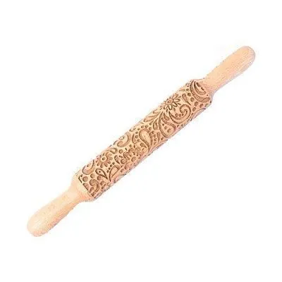 AL Узорная скалка "Цветочки с дамасским узором"