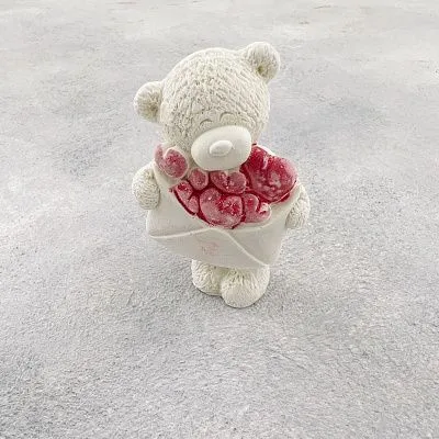 Силиконовая форма  молд 3D Мишка с конвертом сердец №581