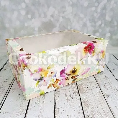 Коробка на 6 капкейков Золото с пластиковой крышкой 23,5х16х10 см