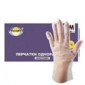 Перчатки одноразовые Эластомер AVIORA, прозрачные, размер М, 1 ПАРА