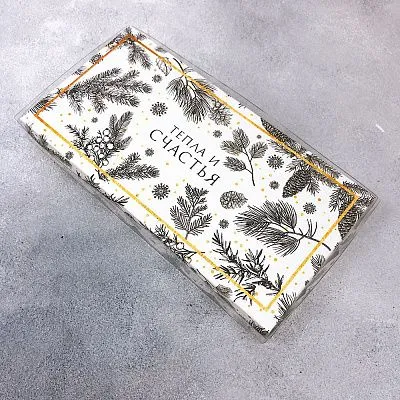 Коробка для пряников ажурная Тепла и счастья с пластиковой крышкой 21х10,5х3 см