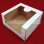 Коробка для торта Белая с окном, 18х18х10 см