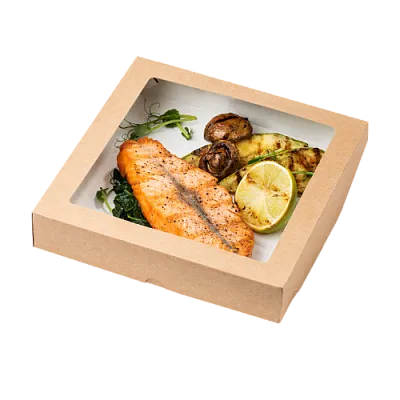 Коробка Табокс Крафт с окном, 20х20х4,5 см