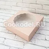 Коробка Пыльная роза с ажурным окном 10х10х3 см