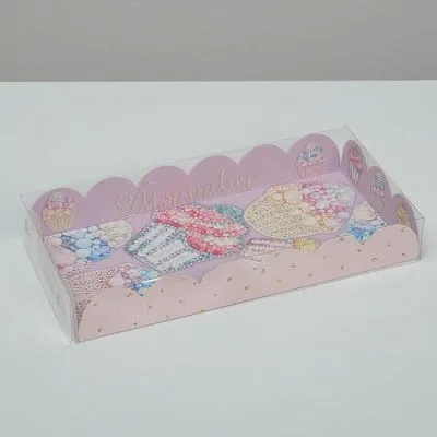 Коробка для кондитерских изделий с пластиковой крышкой "Яркие сладости", 21х10,5х3 см