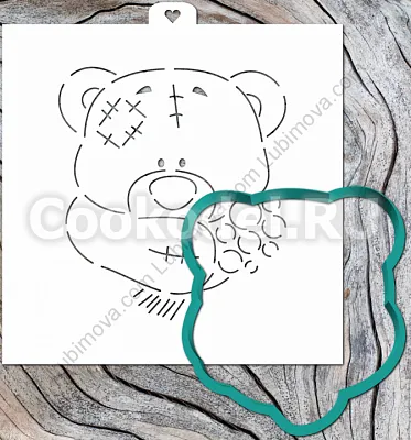AL Форма+трафарет Мишка Тедди с букетом 2