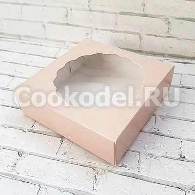 Коробка Пыльная роза с ажурным окном 10х10х3 см