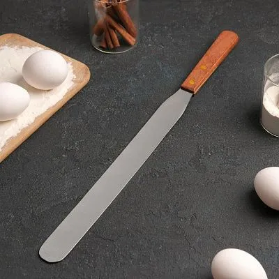 Лопатка-палетка с деревянной ручкой, прямая, 42х4 см