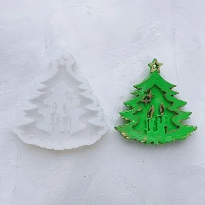 Форма силиконовая для шоколада Елочка со свечками №222 8 см