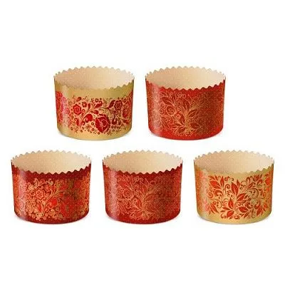 Формы для кулича "Красная пасха" диаметр дна 70х60 мм, 10 шт