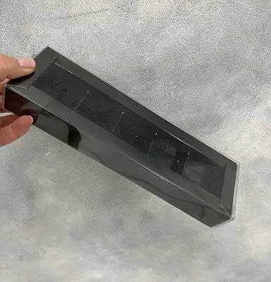 Коробка для 5 конфет с пластиковой крышкой Черная, 23,5х7х3 см