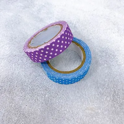 Клейкая лента текстиль Горох на ярком микс