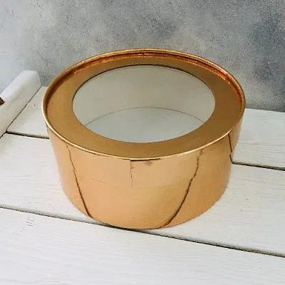 Коробка шляпная для зефира и макаронс Золото, d 16 см, h 7 см
