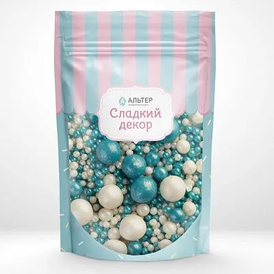 Воздушный рис Альтер в шоколадной глазури Бирюза/серебро №149, 100 гр