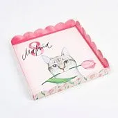 Коробка для кондитерских изделий с пластиковой крышкой "8 марта", 21х21х3 см