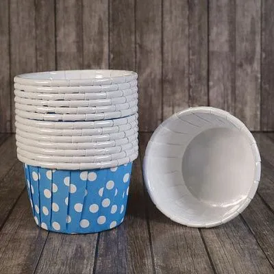 Форма/капсула бумажная "Маффин голубой/белый горох" (10шт) 50х40 мм