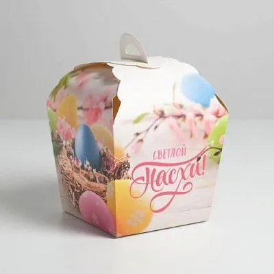 Коробка складная для кулича "Светлой Пасхи", 17х17х26 см