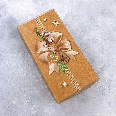 Коробка для кондитерских изделий с пластиковой крышкой "Подарок для тебя", 21х11х3 см