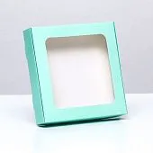 Коробка для кондитерских изделий Мятная с окном, 16х16х3 см