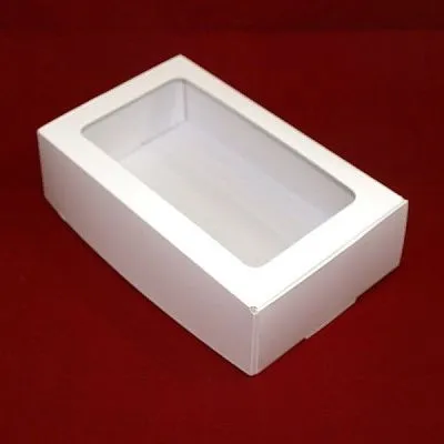 Коробка для эклеров белая с окном 19х12х4 см