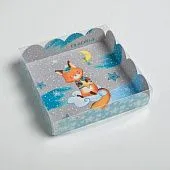 Коробка для кондитерских изделий с пластиковой крышкой "Зимнего счастья", 13х13х3 см