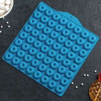 Форма силиконовая для шоколада/мармелада "Пончики",  64 ячейки