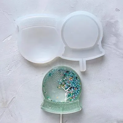 Силиконовая форма леденец-погремушка Шар со снегом №448