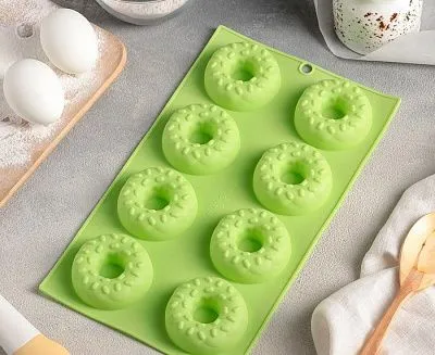 Форма для выпечки и муссовых десертов "Сладости. Пончик с кунжутом" 8 ячеек