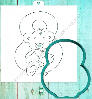 AL Форма+трафарет "Мишка. 8 Марта" 11 см