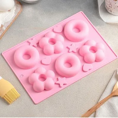 Форма для выпечки и муссовых десертов "Сладости.Пончики и Ромашка" 6 ячеек