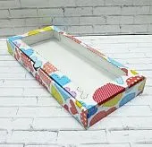 Коробка Сердечки с окном 26х11х3 см микрогофрокартон