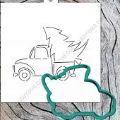 Трафарет и форма "Машина с новогодней елкой"