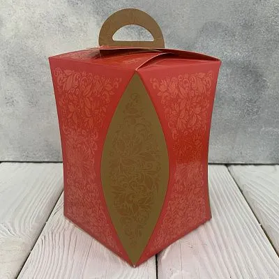 Коробка для кулича "Хохлома красная", 12х16 см