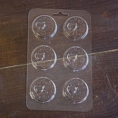 Форма для шоколада "Сердечки круги" 6 шт (пластик)