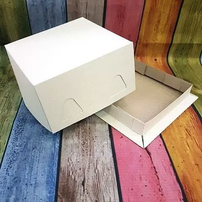 Коробка для торта с бортиком без окна, 21х21х10 см