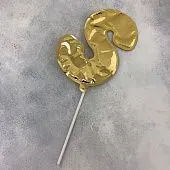 Шар топпер самонадувающийся Цифра 8 с палочкой для торта Золото