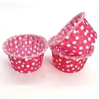 Форма/капсула бумажная "Маффин белый горошек/розовый фон" (10шт) 50х40 мм