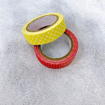 Клейкая лента текстиль Горох на ярком микс