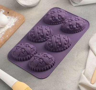 Форма силиконовая для шоколада "Пасха. Пасхальные яйца", 27×16,5х3,5 см, 6 ячеек (8,8×6 см)