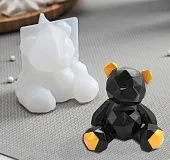 Силиконовая форма молд 3D  Граненный Медвежонок 6,5х5,8 см