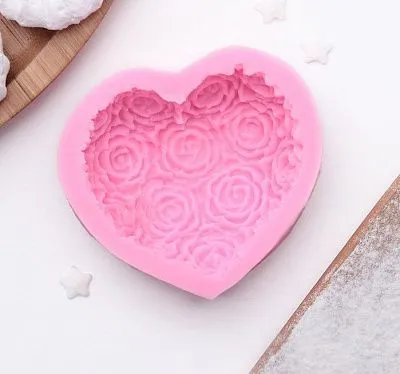 Силиконовая форма молд Сердце Розы 7,5х6,5 см