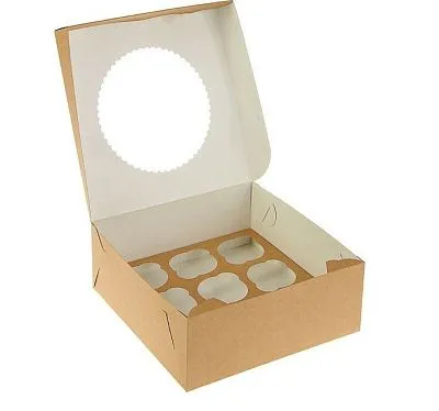 Коробка на 9 капкейков с окном двусторонняя, 25х25х10 см