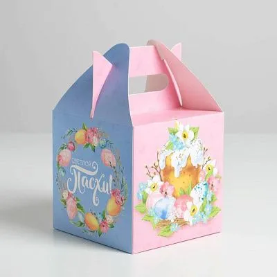 Коробка складная для кулича "Светлой Пасхи", 14х14х14 см