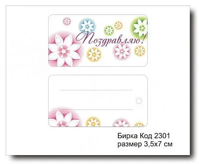 Набор бирок "Поздравляю №2301"  3,5х7 см (10 шт)