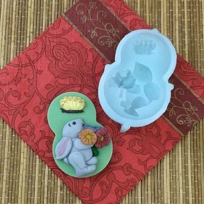 Силиконовая форма №2060 "8 марта", зайчик