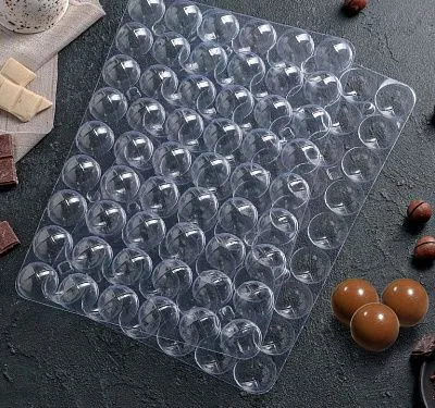 Форма для шоколада из 2-ух частей «Конфеты», 31,5×21 см, 54 ячейки (3×1,5 см), пластик